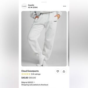 Never been worn Comfrt Cloud Sweatpants in Gray